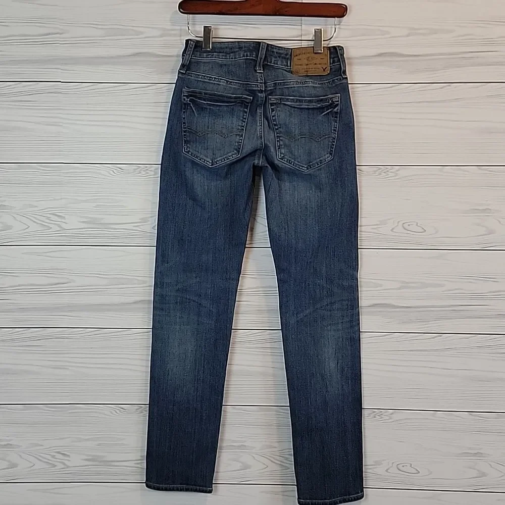American Eagle 360° Extreme Flex Slim Straight Blue Jeans Womens Size 26